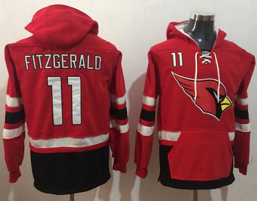 Nike Cardinals #11 Larry Fitzgerald Red/Black Name & Number Pullover NFL Hoodie